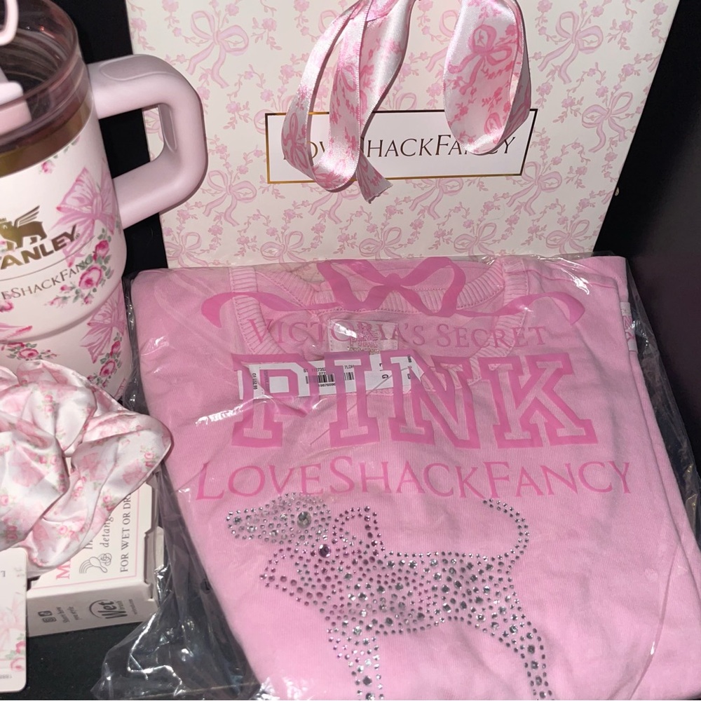 PINK X LoveShackFancy L retro bling tee